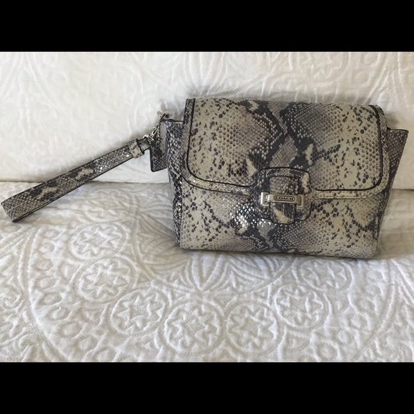 Coach Handbags - Coach leather snake pattern clutch